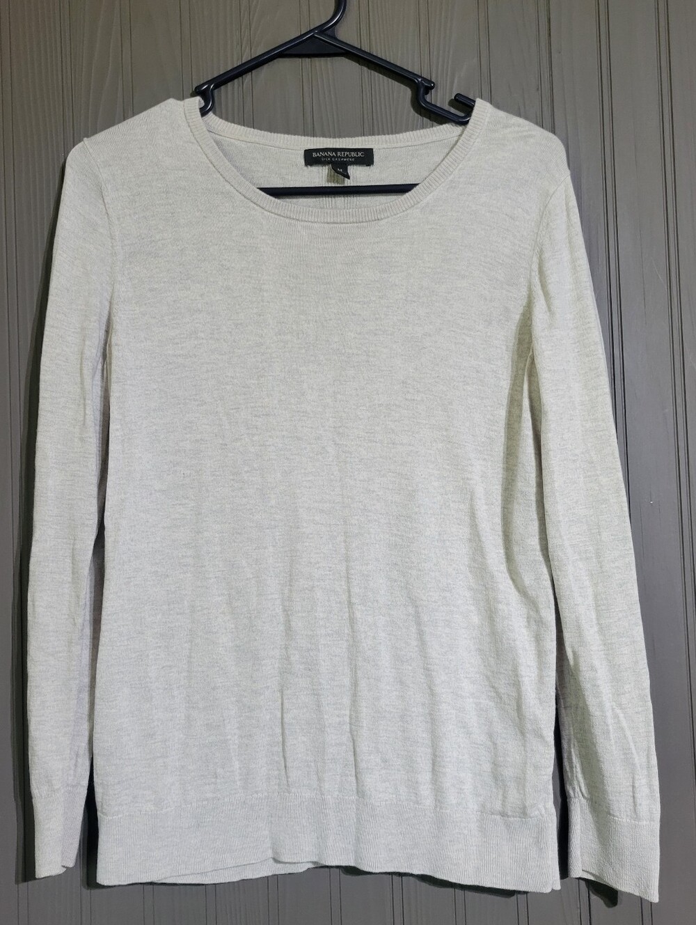 Banana Republic Silk Cashmere Long Sleeve Sweater Crewneck Gray Women's Medium